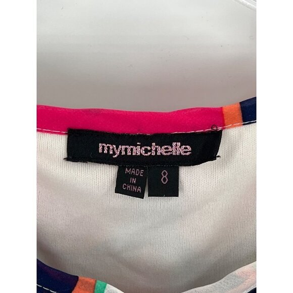 My Michelle Girl's Dress Size 8 Multicolor Long Sleeve Polka Dot Chevron - Picture 2 of 11